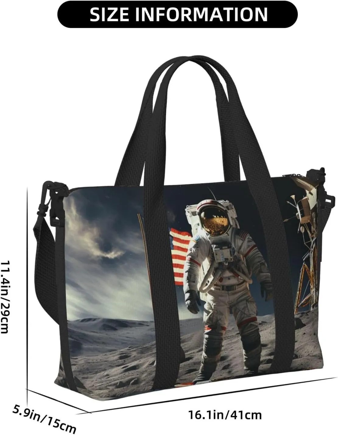 Gym Bag Astronaut Landing on The Moon Duffel Bag for Men Women Travel Overnight Bag with Shoe Compartment Workout Bags