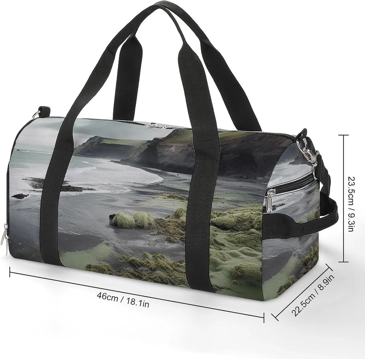 Gym Bag Cliff Edge Sea Water Duffel Bag for Men Women Travel Overnight Bag with Shoe Compartment Workout Bags