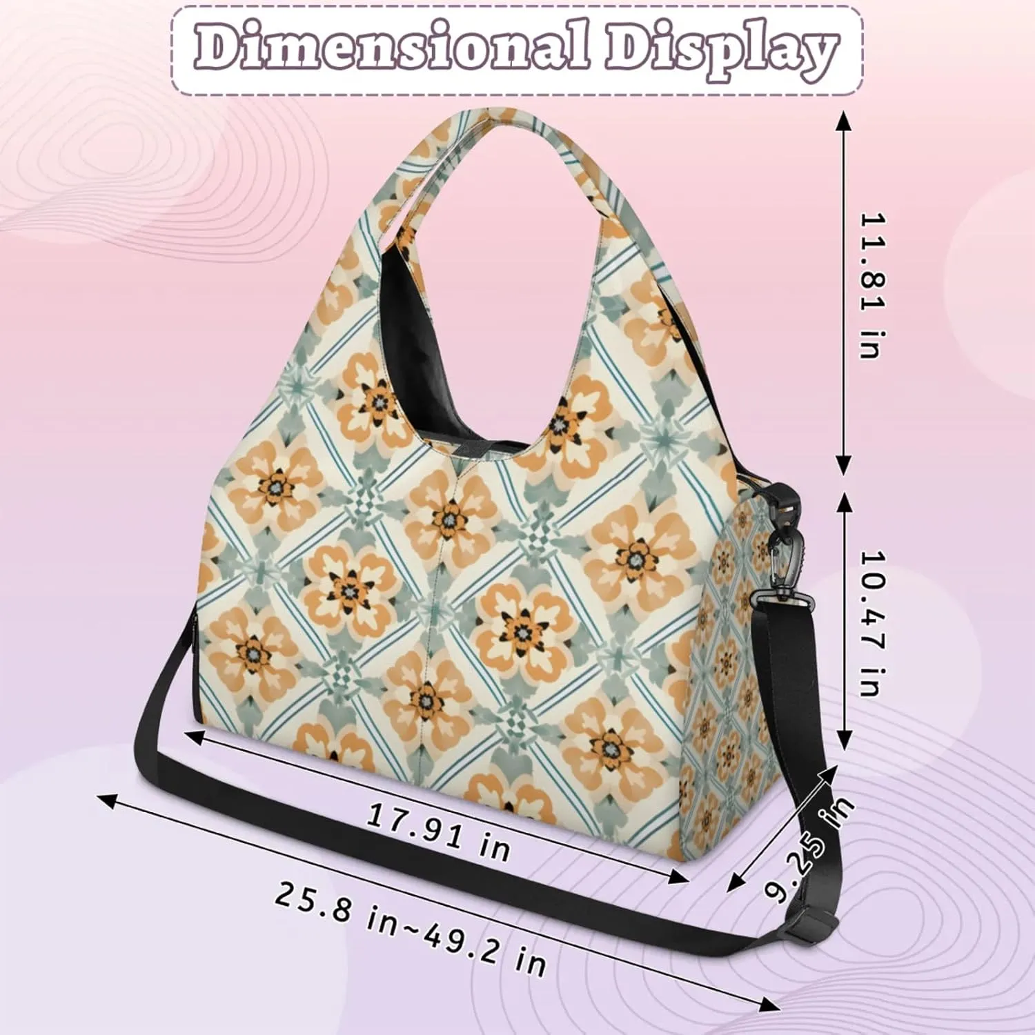 Gym Bag for Women Beautiful Boho Duffel Bag with Shoe Compartment and Yoga Mat Holder Portable Weekender Bags Travel Tote Bags