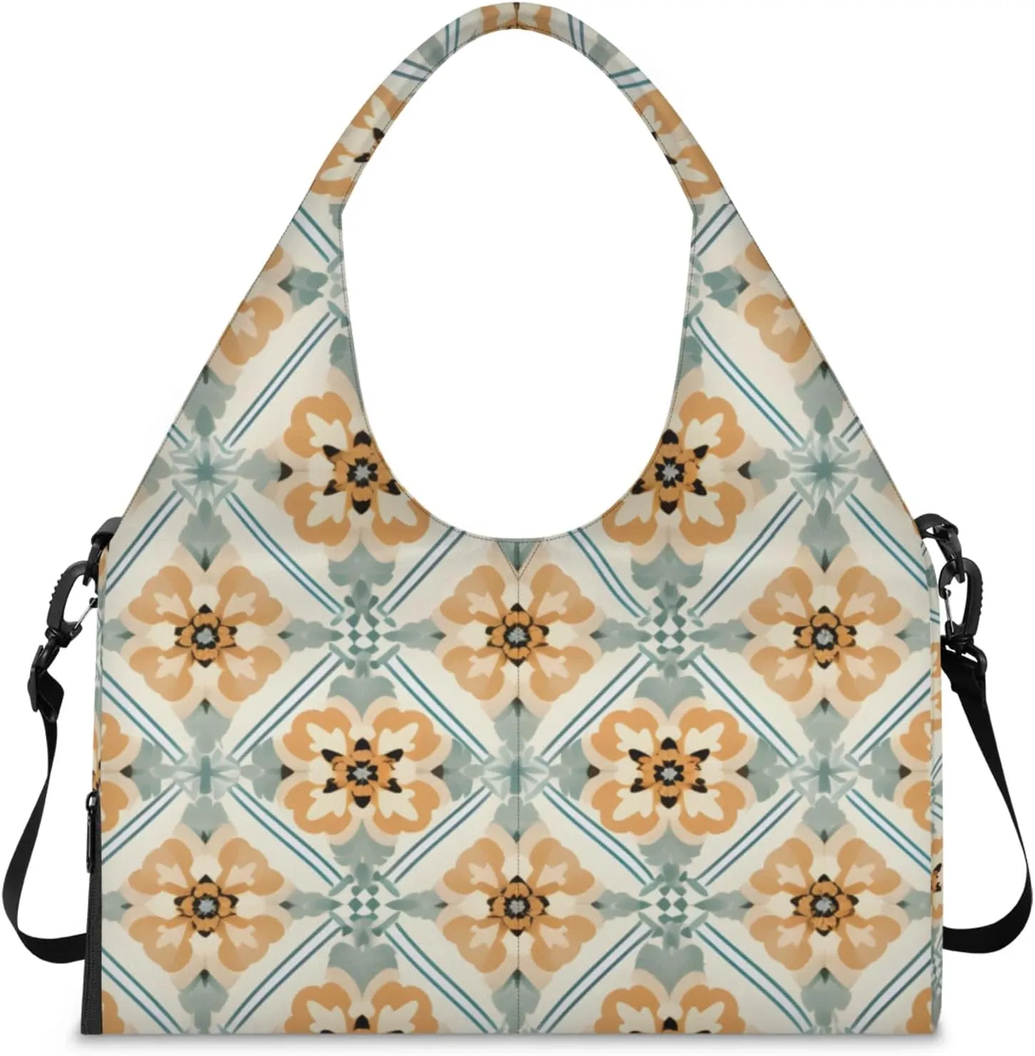 Gym Bag for Women Beautiful Boho Duffel Bag with Shoe Compartment and Yoga Mat Holder Portable Weekender Bags Travel Tote Bags