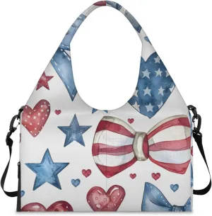 Gym Bag for Women Bowknot Heart Star Duffel Bag with Shoe Compartment and Yoga Mat Holder Portable Weekender Bags Travel Tote Bags