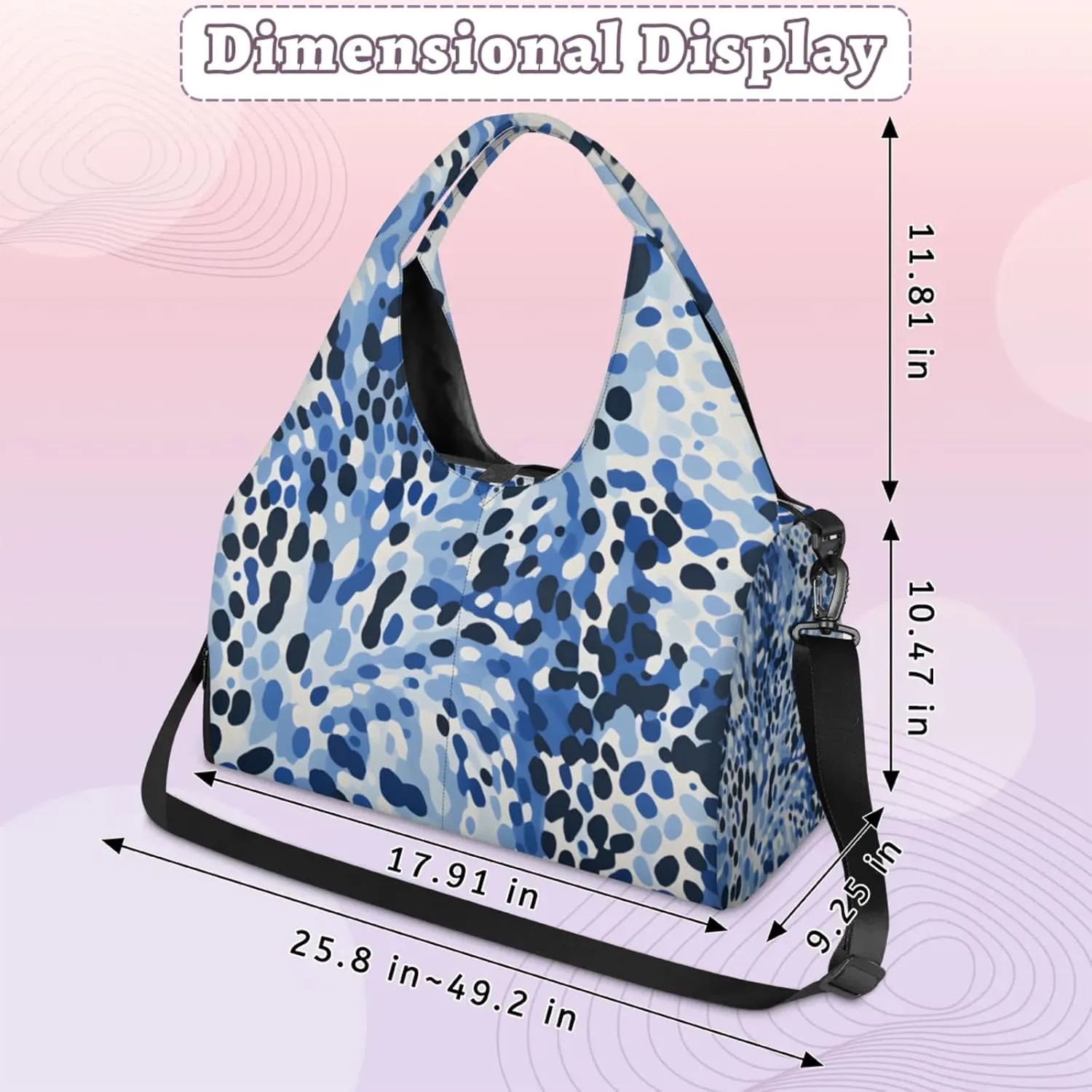 Gym Bag for Women Camouflage Spots Duffel Bag with Shoe Compartment and Yoga Mat Holder Portable Weekender Bags Travel Tote Bags