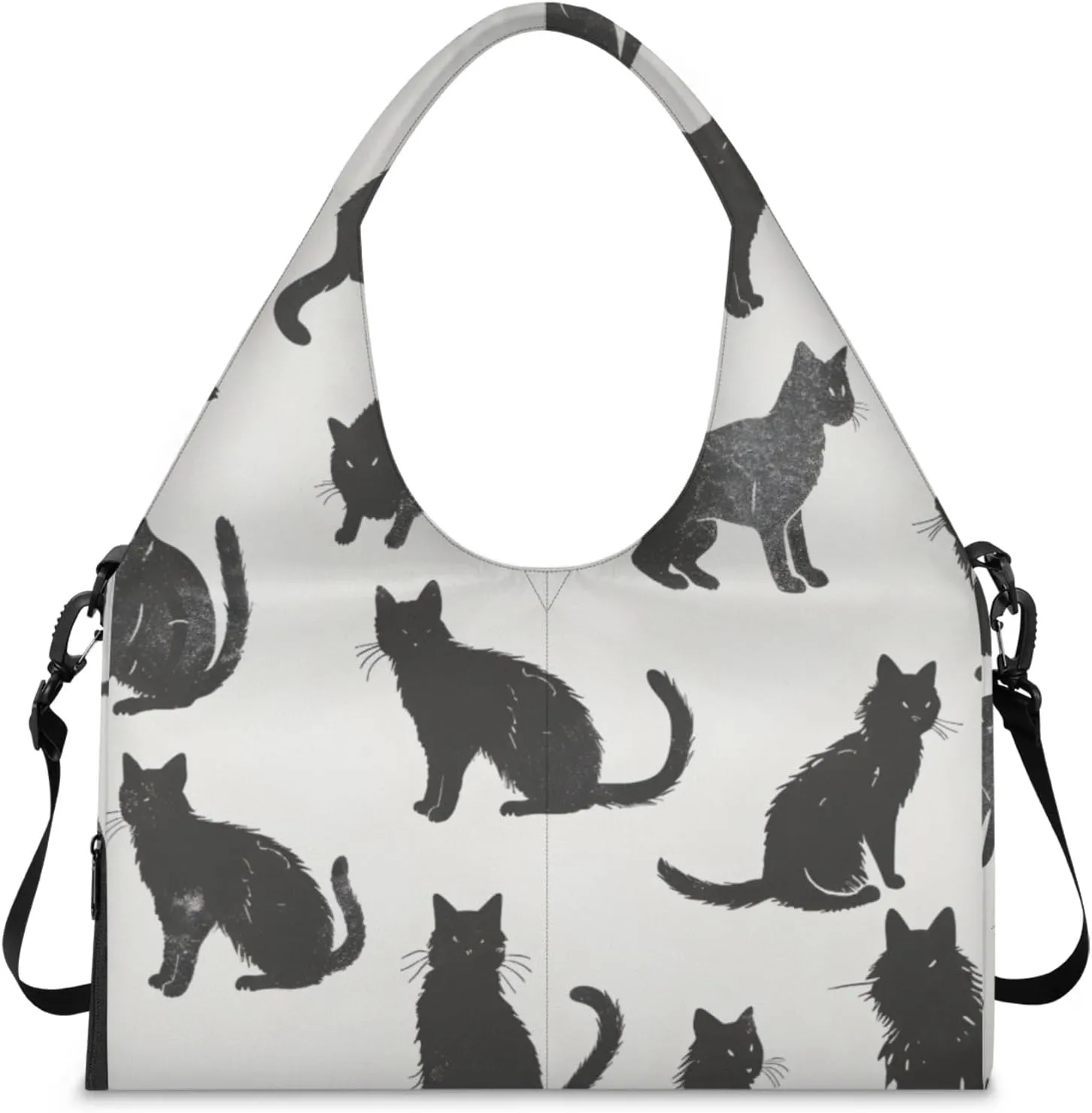 Gym Bag for Women Cats Printed Duffel Bag with Shoe Compartment and Yoga Mat Holder Portable Weekender Bags Travel Tote Bags