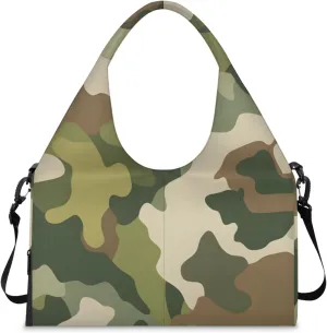 Gym Bag for Women Classic Camo Color Duffel Bag with Shoe Compartment and Yoga Mat Holder Portable Weekender Bags Travel Tote Bags