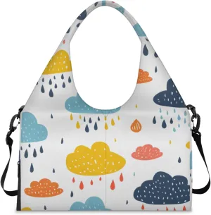 Gym Bag for Women Clouds Rain Duffel Bag with Shoe Compartment and Yoga Mat Holder Portable Weekender Bags Travel Tote Bags