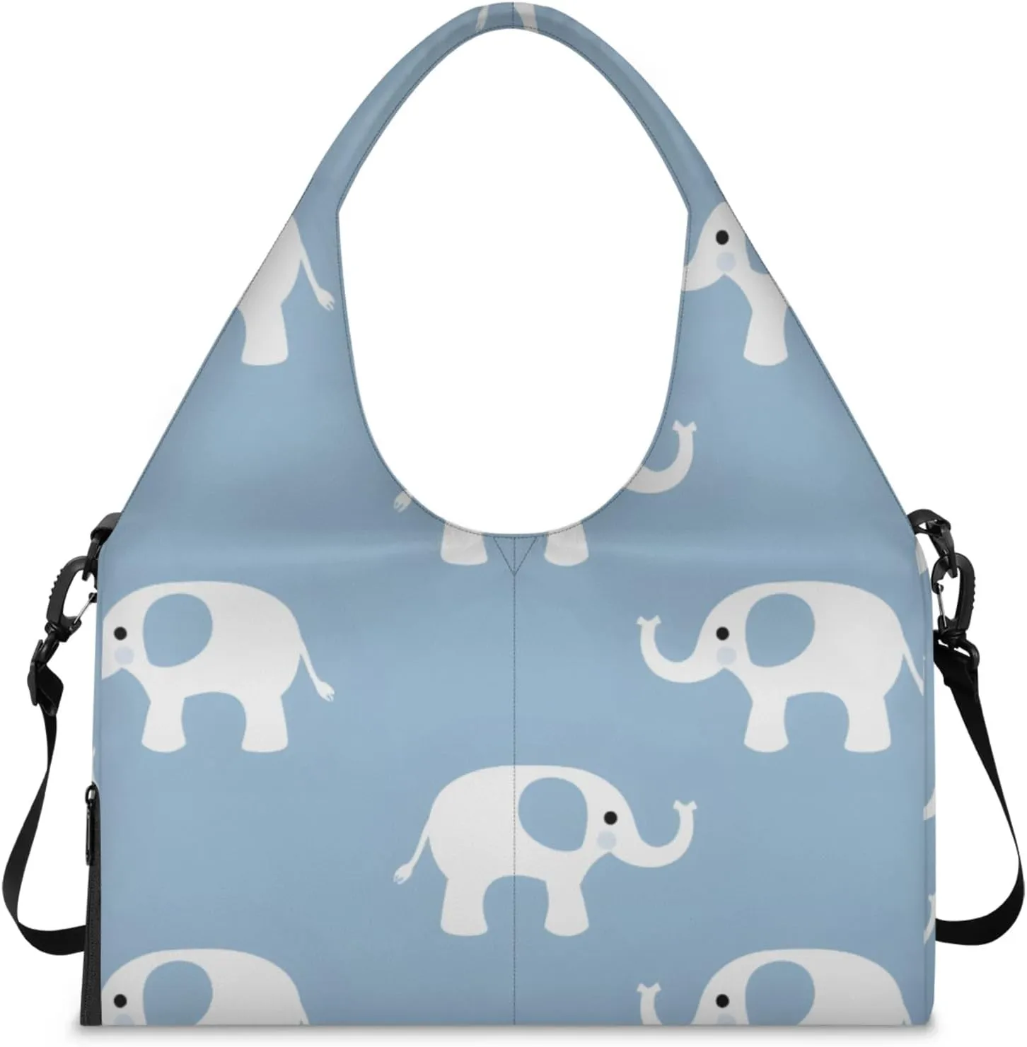 Gym Bag for Women Cute Elephants Duffel Bag with Shoe Compartment and Yoga Mat Holder Portable Weekender Bags Travel Tote Bags