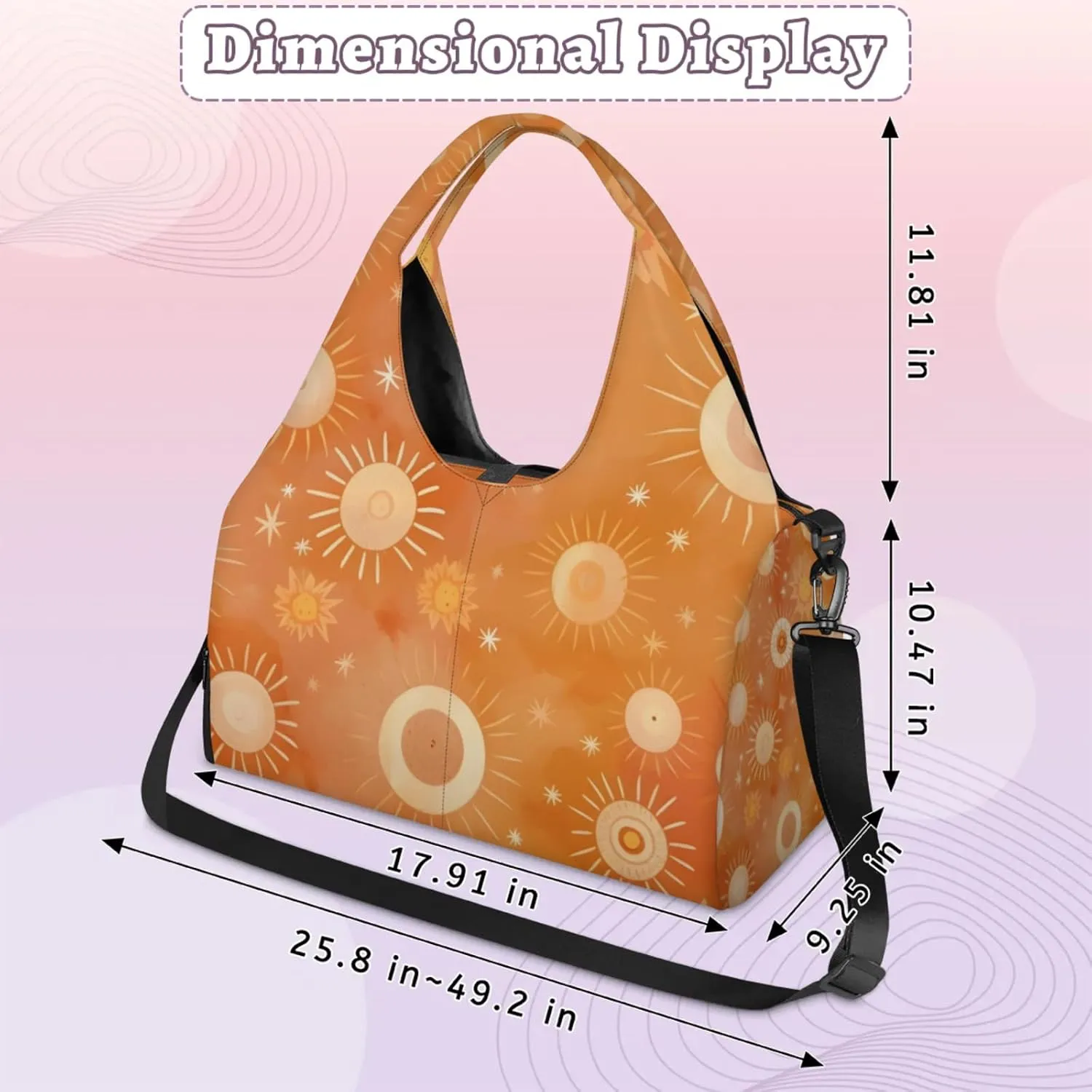 Gym Bag for Women Cute Sun Duffel Bag with Shoe Compartment and Yoga Mat Holder Portable Weekender Bags Travel Tote Bags