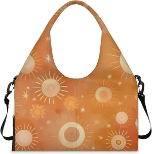 Gym Bag for Women Cute Sun Duffel Bag with Shoe Compartment and Yoga Mat Holder Portable Weekender Bags Travel Tote Bags