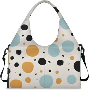 Gym Bag for Women Dots Theme Duffel Bag with Shoe Compartment and Yoga Mat Holder Portable Weekender Bags Travel Tote Bags