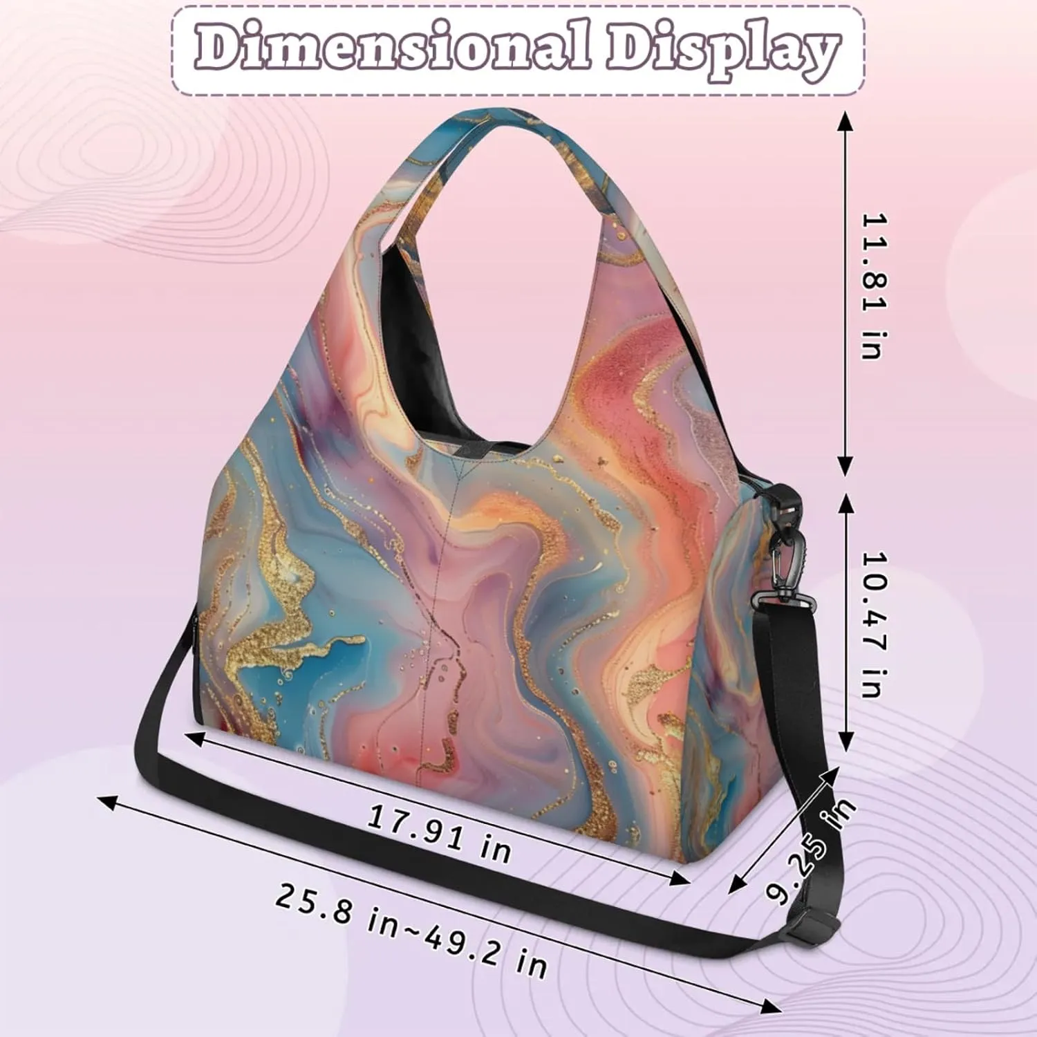 Gym Bag for Women Fairy Marble Pattern Duffel Bag with Shoe Compartment and Yoga Mat Holder Portable Weekender Bags Travel Tote Bags