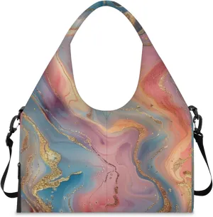 Gym Bag for Women Fairy Marble Pattern Duffel Bag with Shoe Compartment and Yoga Mat Holder Portable Weekender Bags Travel Tote Bags