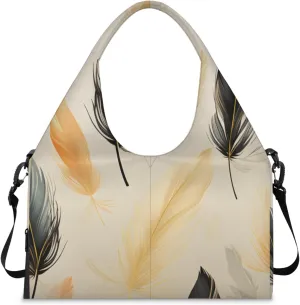 Gym Bag for Women Fluttering Feather Duffel Bag with Shoe Compartment and Yoga Mat Holder Portable Weekender Bags Travel Tote Bags