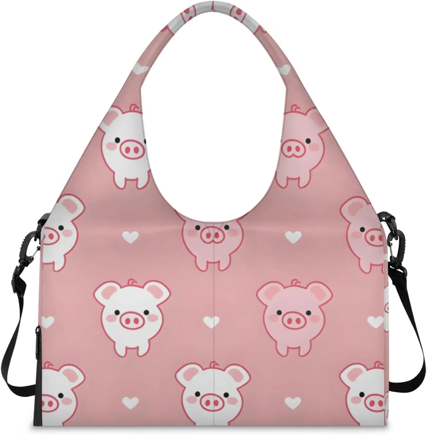 Gym Bag for Women Lovely Pigs Duffel Bag with Shoe Compartment and Yoga Mat Holder Portable Weekender Bags Travel Tote Bags