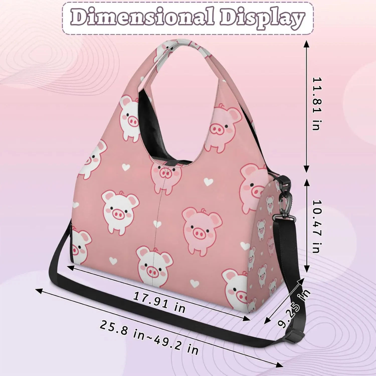 Gym Bag for Women Lovely Pigs Duffel Bag with Shoe Compartment and Yoga Mat Holder Portable Weekender Bags Travel Tote Bags
