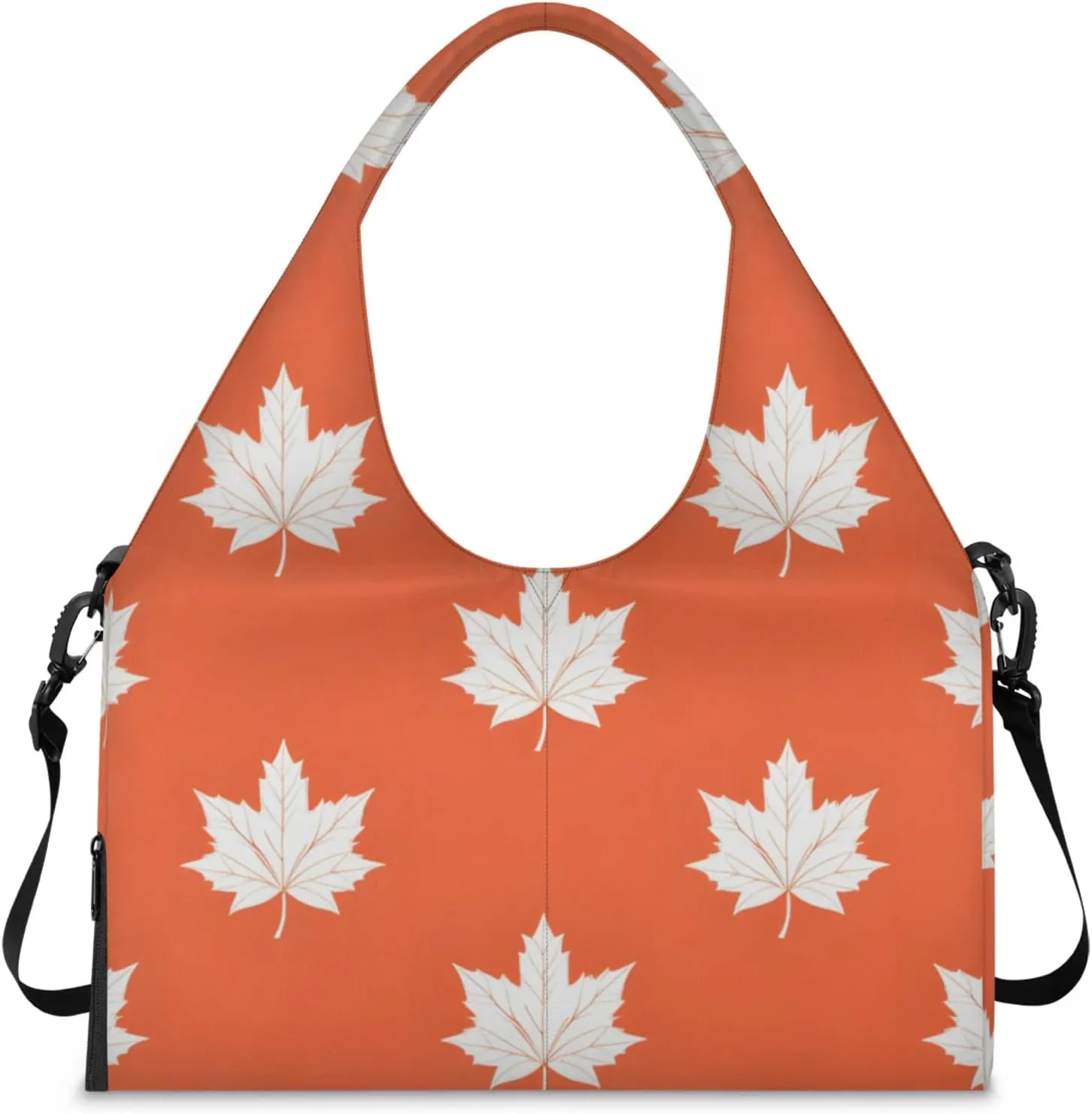 Gym Bag for Women Maple Leaf Print Duffel Bag with Shoe Compartment and Yoga Mat Holder Portable Weekender Bags Travel Tote Bags