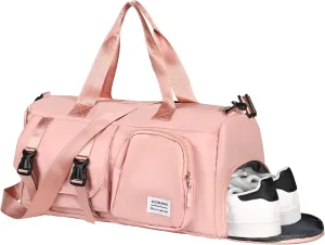 Gym Bag for Women, Waterproof Travel Duffel Bags, Personal Item Travel Bag Weekender Bag with Shoes Compartment & Wet Pocket for Travel, Gym, Yoga，Black Color