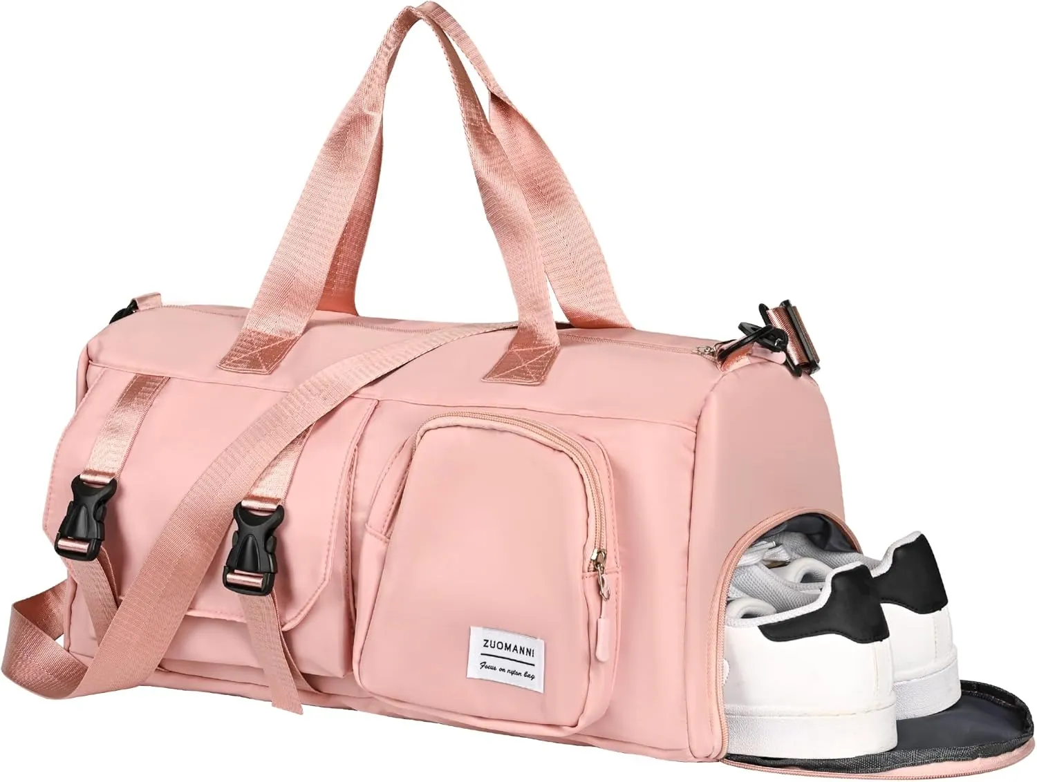 Gym Bag for Women, Waterproof Travel Duffel Bags, Personal Item Travel Bag Weekender Bag with Shoes Compartment & Wet Pocket for Travel, Gym, Yoga，Black Color