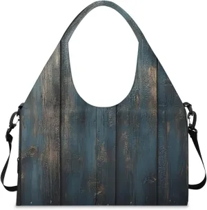 Gym Bag for Women Wood Board Duffel Bag with Shoe Compartment and Yoga Mat Holder Portable Weekender Bags Travel Tote Bags