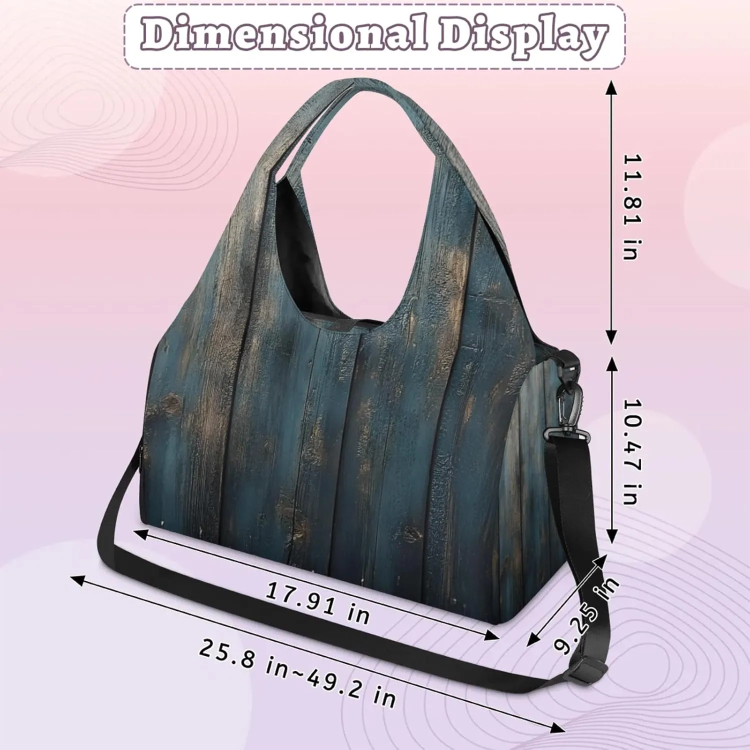 Gym Bag for Women Wood Board Duffel Bag with Shoe Compartment and Yoga Mat Holder Portable Weekender Bags Travel Tote Bags