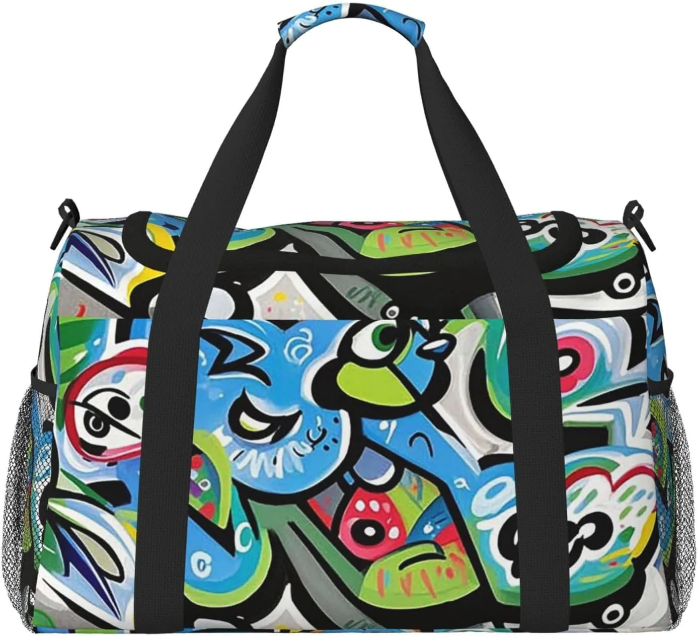 Gym Bag Graffiti Drawing Duffel Bag for Men Women Travel Overnight Bag with Shoe Compartment Workout Bags