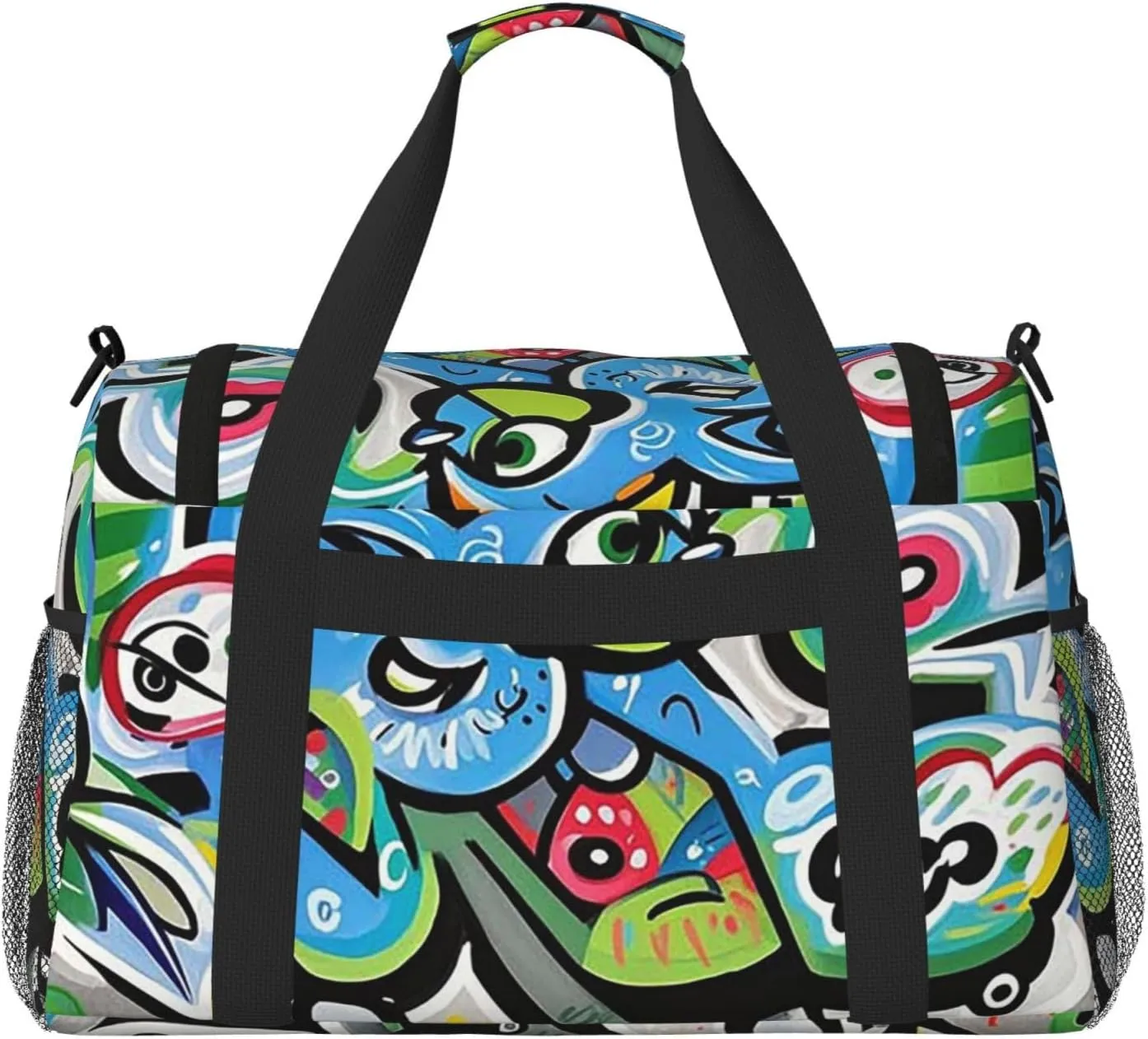 Gym Bag Graffiti Drawing Duffel Bag for Men Women Travel Overnight Bag with Shoe Compartment Workout Bags