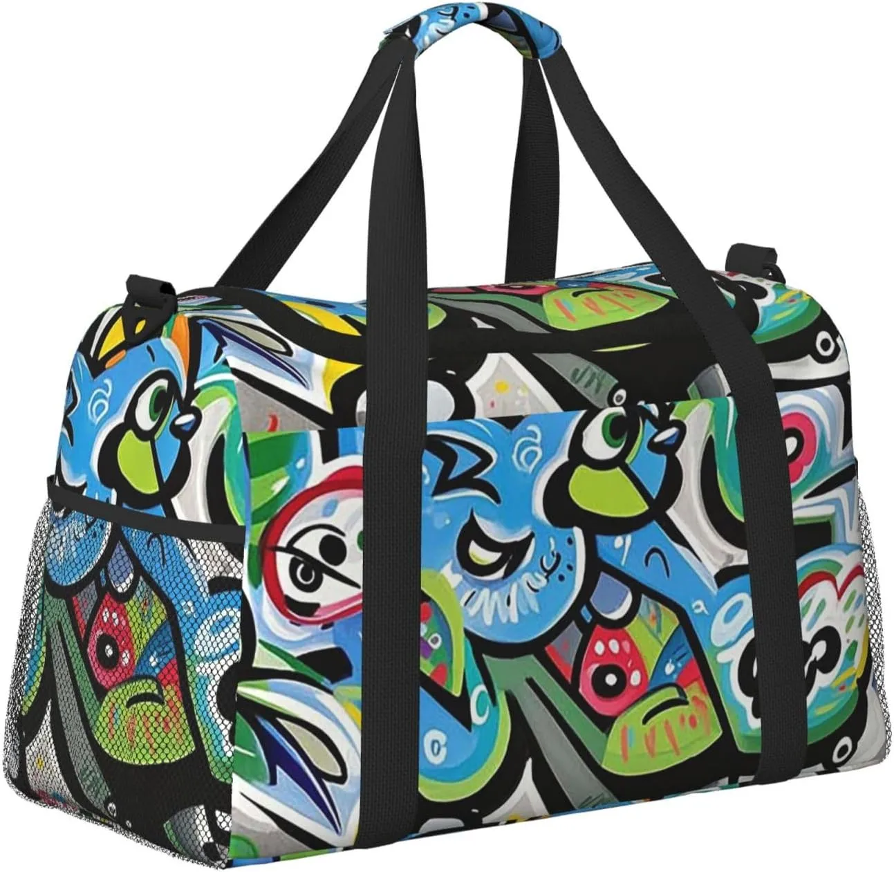 Gym Bag Graffiti Drawing Duffel Bag for Men Women Travel Overnight Bag with Shoe Compartment Workout Bags
