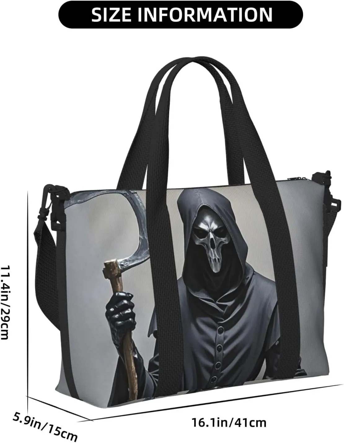 Gym Bag Grim-Reaper Duffel Bag for Men Women Travel Overnight Bag with Shoe Compartment Workout Bags