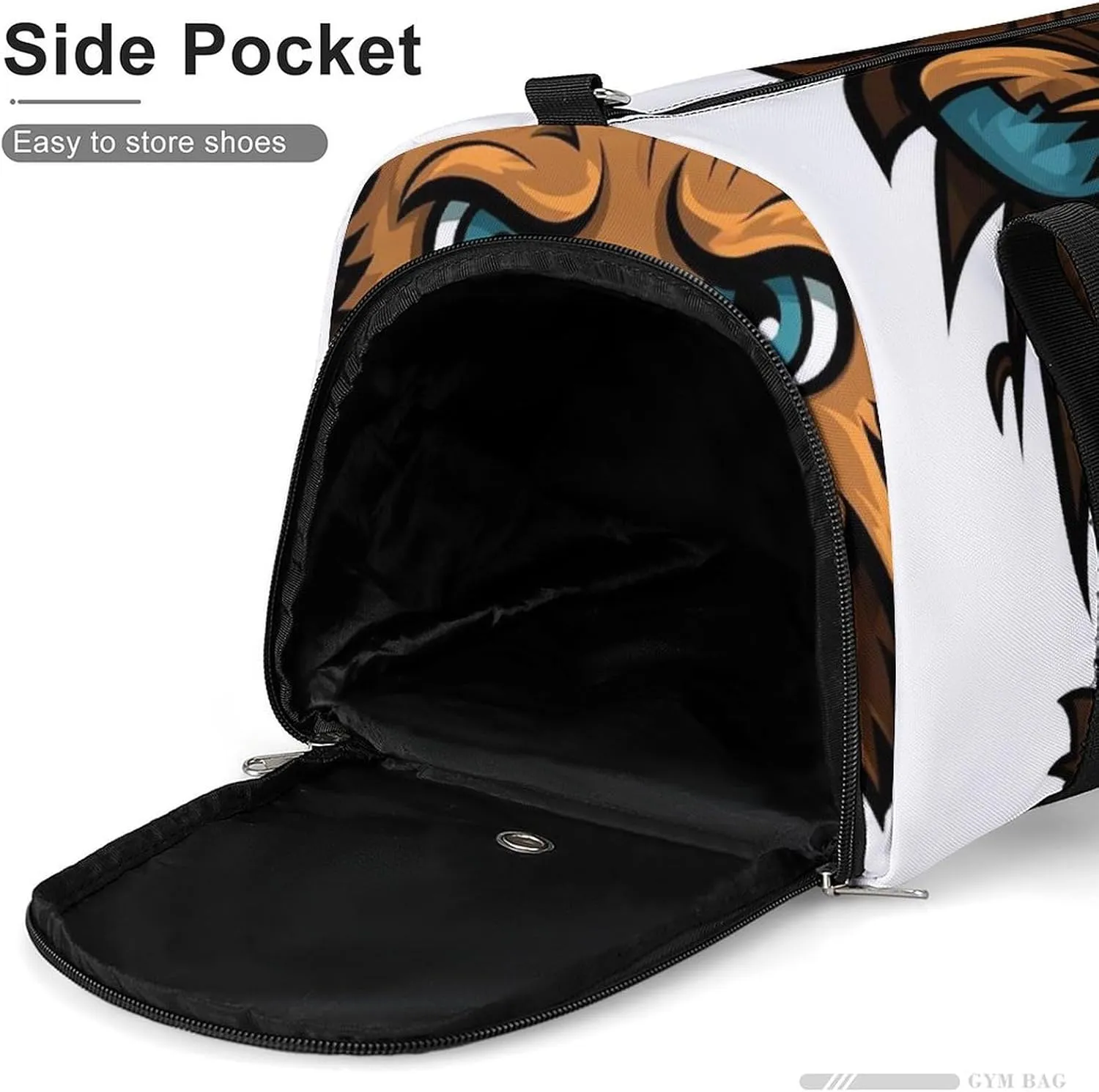 Gym Bag Lion Clip Art Duffel Bag for Men Women Travel Overnight Bag with Shoe Compartment Workout Bags