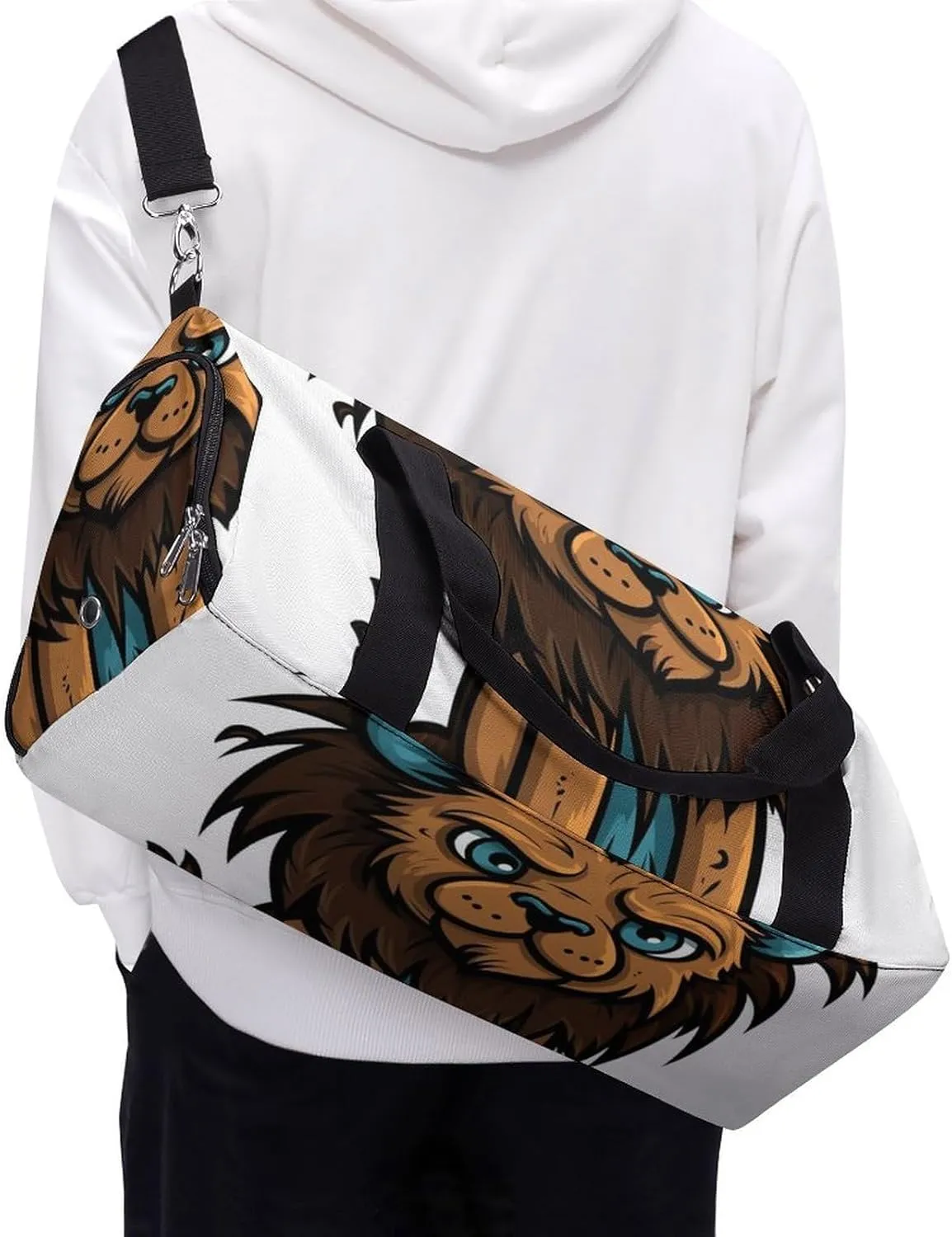 Gym Bag Lion Clip Art Duffel Bag for Men Women Travel Overnight Bag with Shoe Compartment Workout Bags