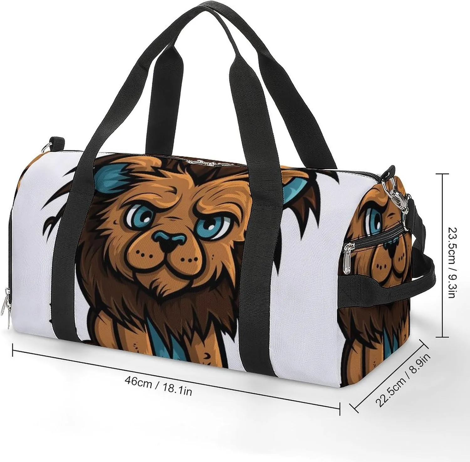 Gym Bag Lion Clip Art Duffel Bag for Men Women Travel Overnight Bag with Shoe Compartment Workout Bags