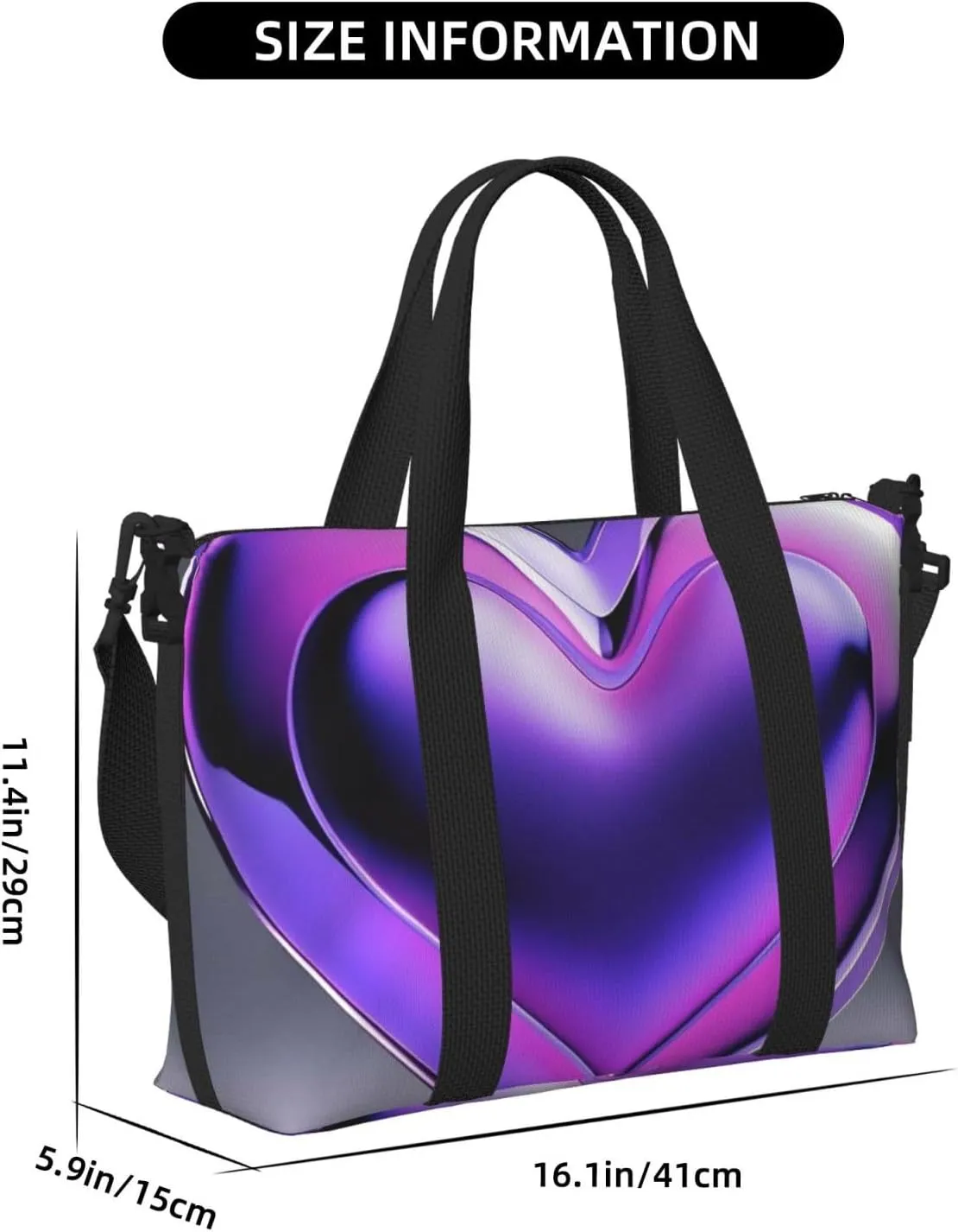 Gym Bag Purple Hearts Duffel Bag for Men Women Travel Overnight Bag with Shoe Compartment Workout Bags