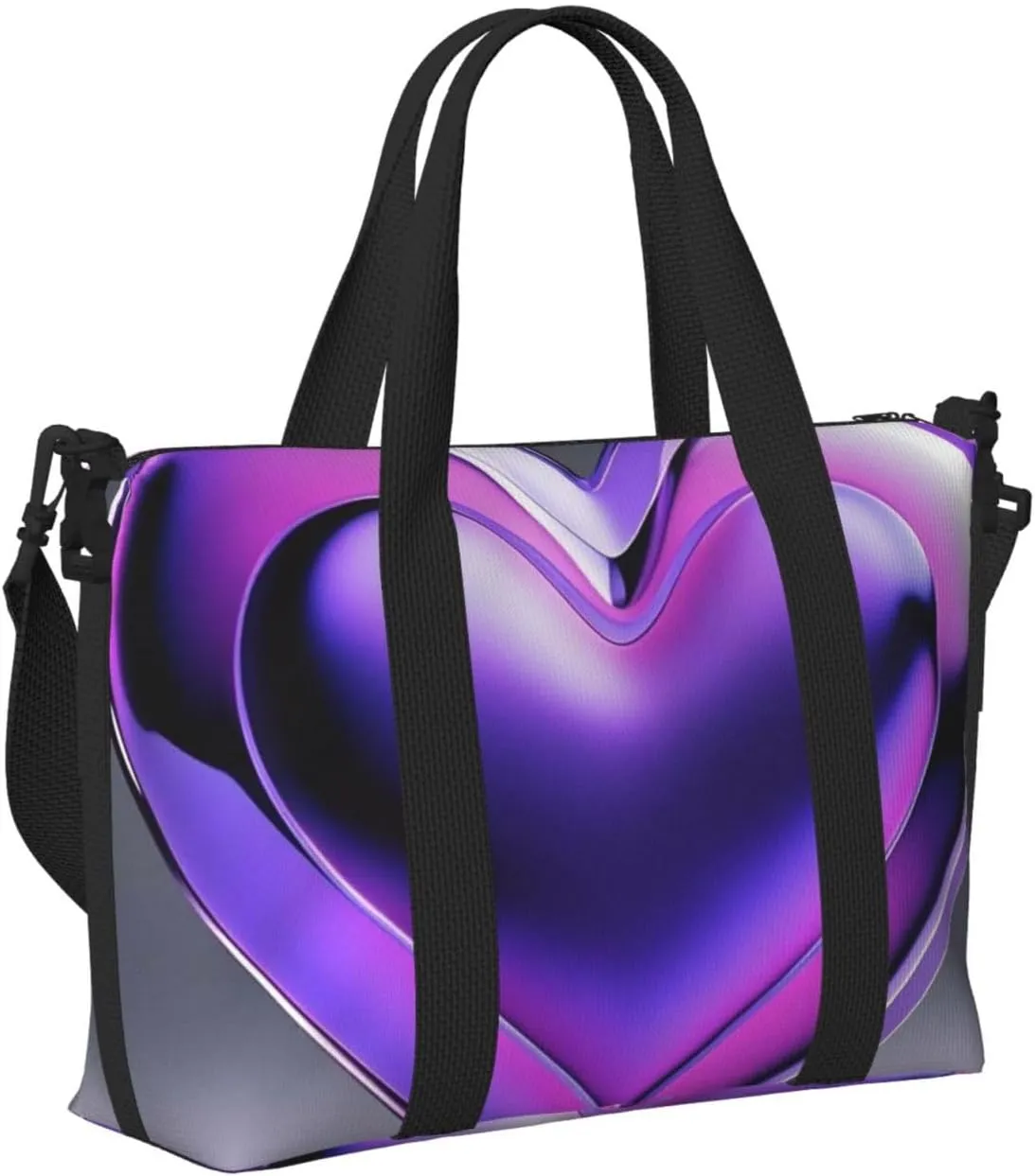 Gym Bag Purple Hearts Duffel Bag for Men Women Travel Overnight Bag with Shoe Compartment Workout Bags
