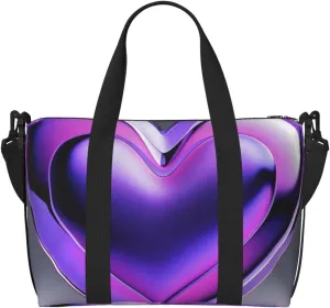 Gym Bag Purple Hearts Duffel Bag for Men Women Travel Overnight Bag with Shoe Compartment Workout Bags