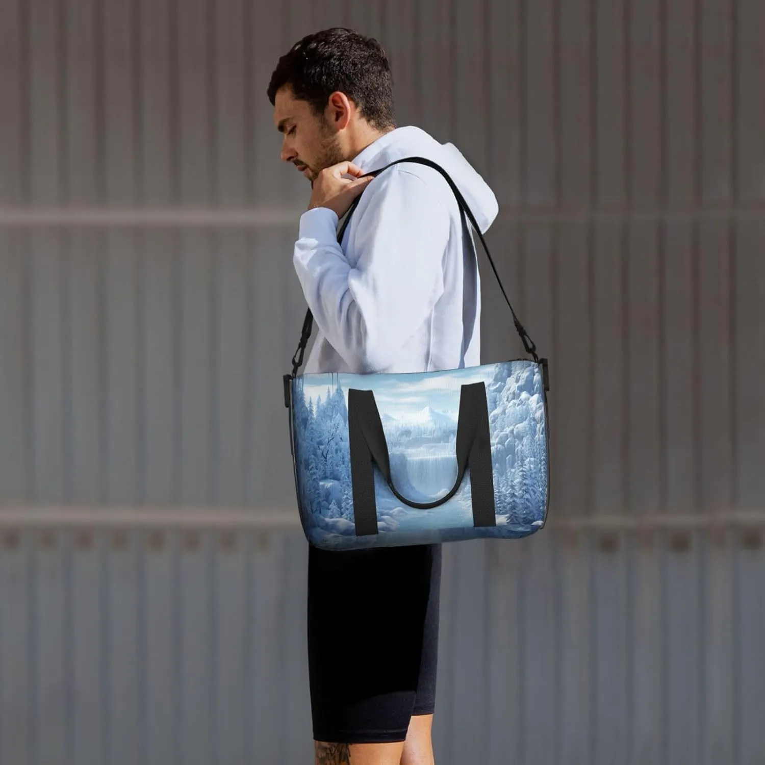 Gym Bag Snow Ice World Duffel Bag for Men Women Travel Overnight Bag with Shoe Compartment Workout Bags