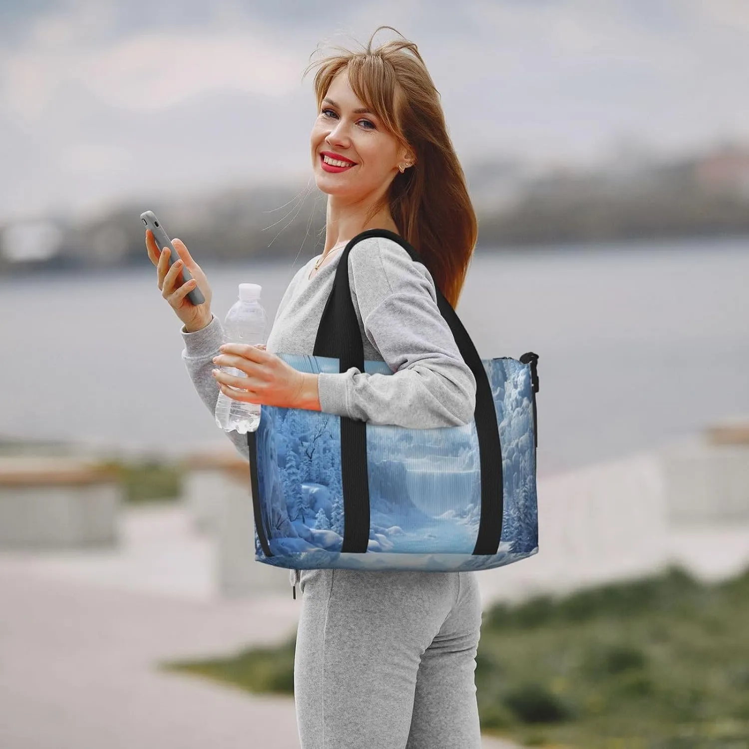 Gym Bag Snow Ice World Duffel Bag for Men Women Travel Overnight Bag with Shoe Compartment Workout Bags