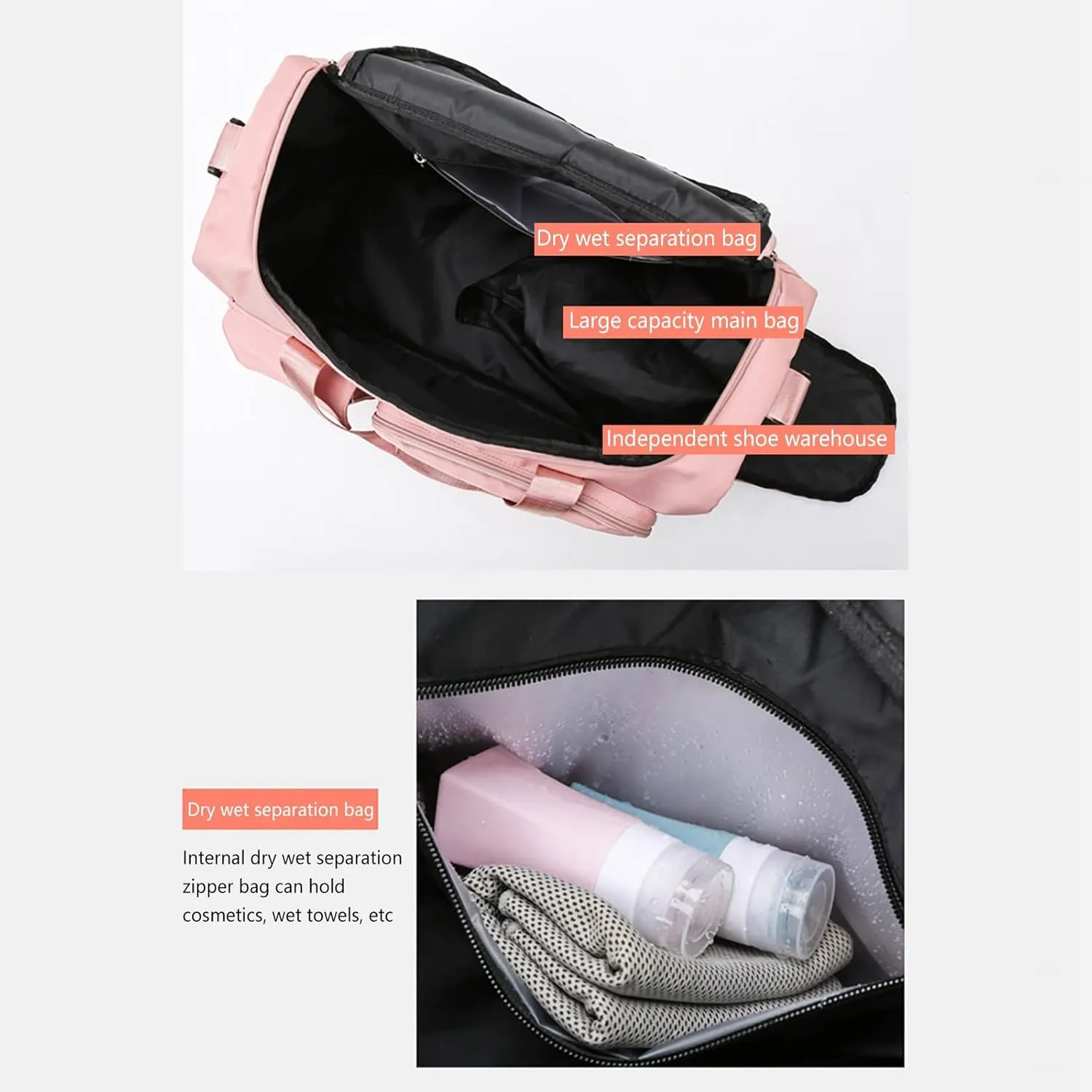 Gym Bag Women with Shoes Compartment,28L Travel Duffel Bags,Waterproof Overnight Bag for Yoga Workout Sports Travel