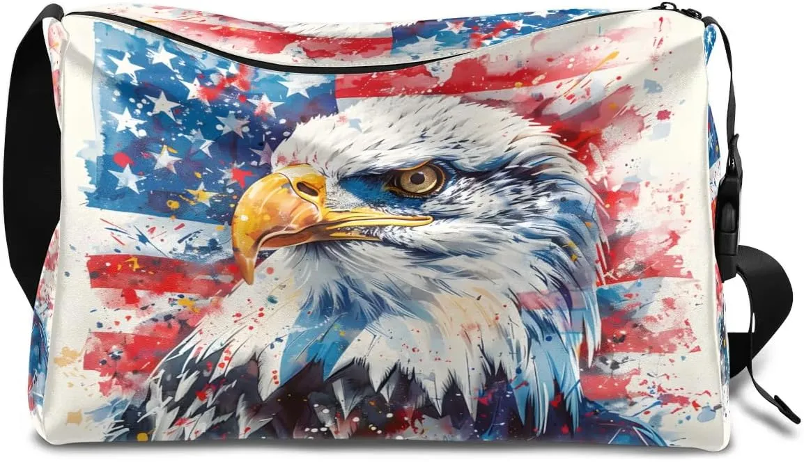 Gym Bags for Men 14.8 Inch Lightweight Carry On Bags for Airplanes Waterproof Duffle Bag for Travel, America Color Flag Pattern