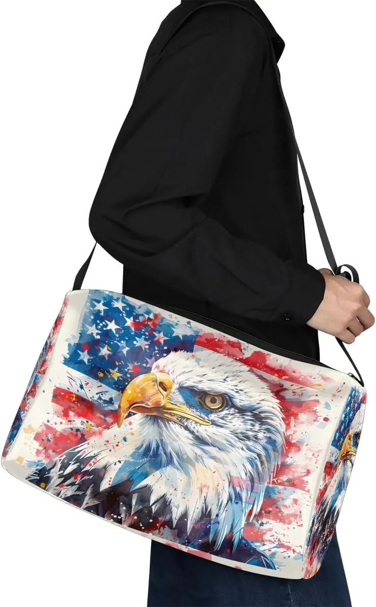 Gym Bags for Men 14.8 Inch Lightweight Carry On Bags for Airplanes Waterproof Duffle Bag for Travel, America Color Flag Pattern
