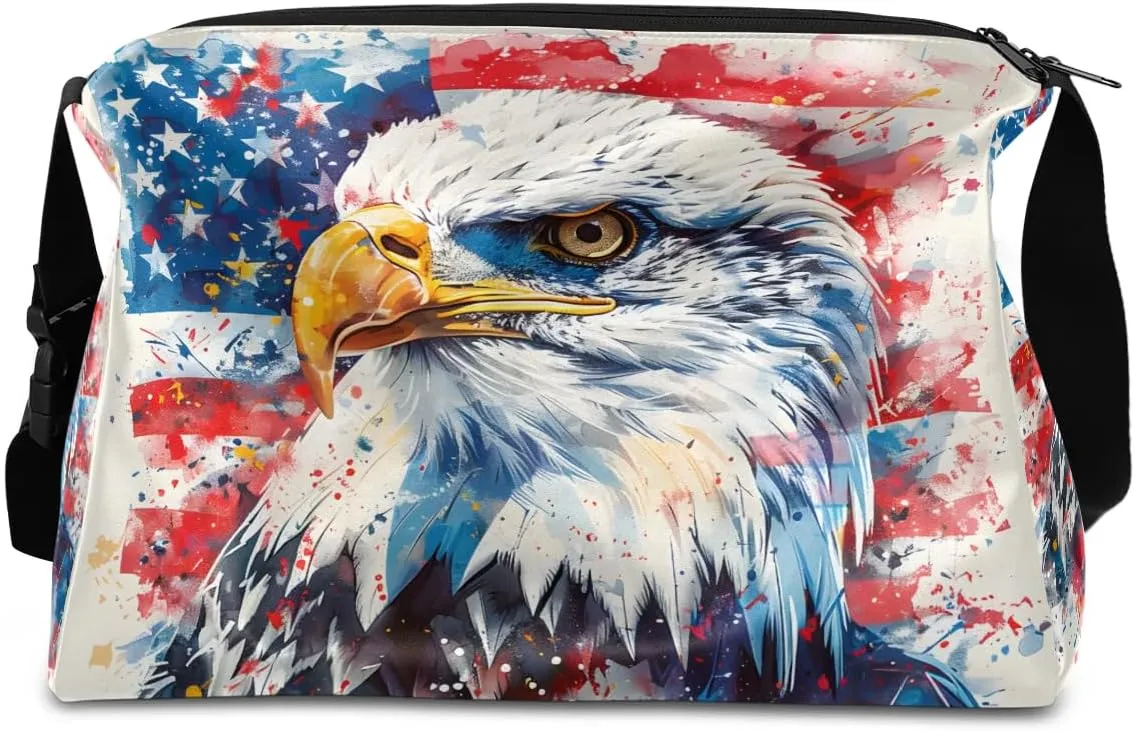 Gym Bags for Men 14.8 Inch Lightweight Carry On Bags for Airplanes Waterproof Duffle Bag for Travel, America Color Flag Pattern