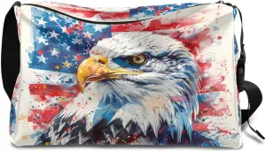 Gym Bags for Men 14.8 Inch Lightweight Carry On Bags for Airplanes Waterproof Duffle Bag for Travel, America Color Flag Pattern