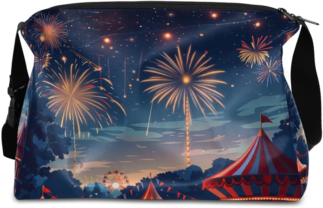 Gym Bags for Men 14.8 Inch Lightweight Carry On Bags for Airplanes Waterproof Duffle Bag for Travel, Amusement Park Print