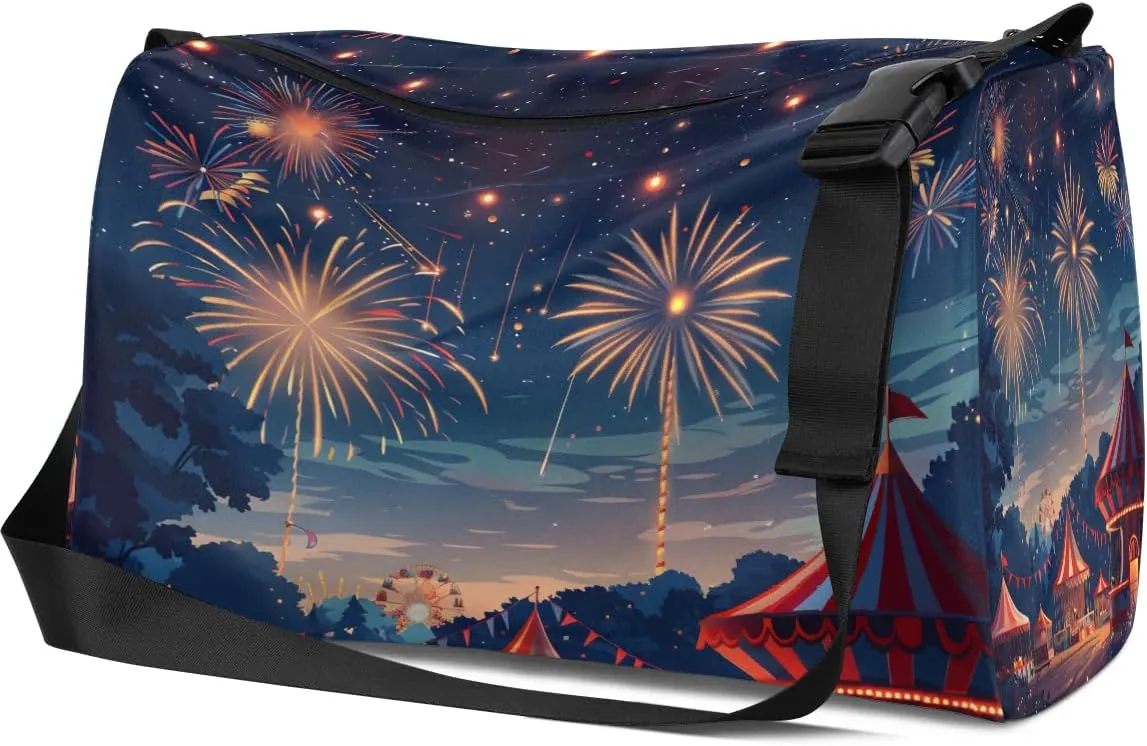 Gym Bags for Men 14.8 Inch Lightweight Carry On Bags for Airplanes Waterproof Duffle Bag for Travel, Amusement Park Print