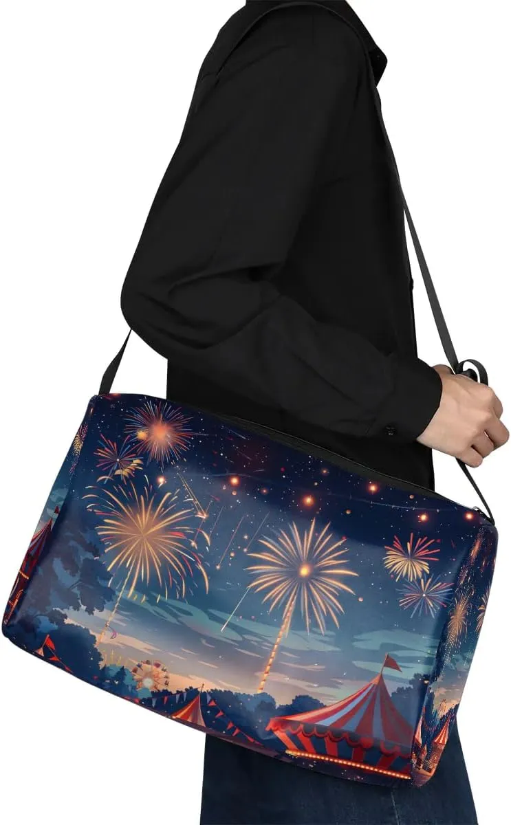 Gym Bags for Men 14.8 Inch Lightweight Carry On Bags for Airplanes Waterproof Duffle Bag for Travel, Amusement Park Print