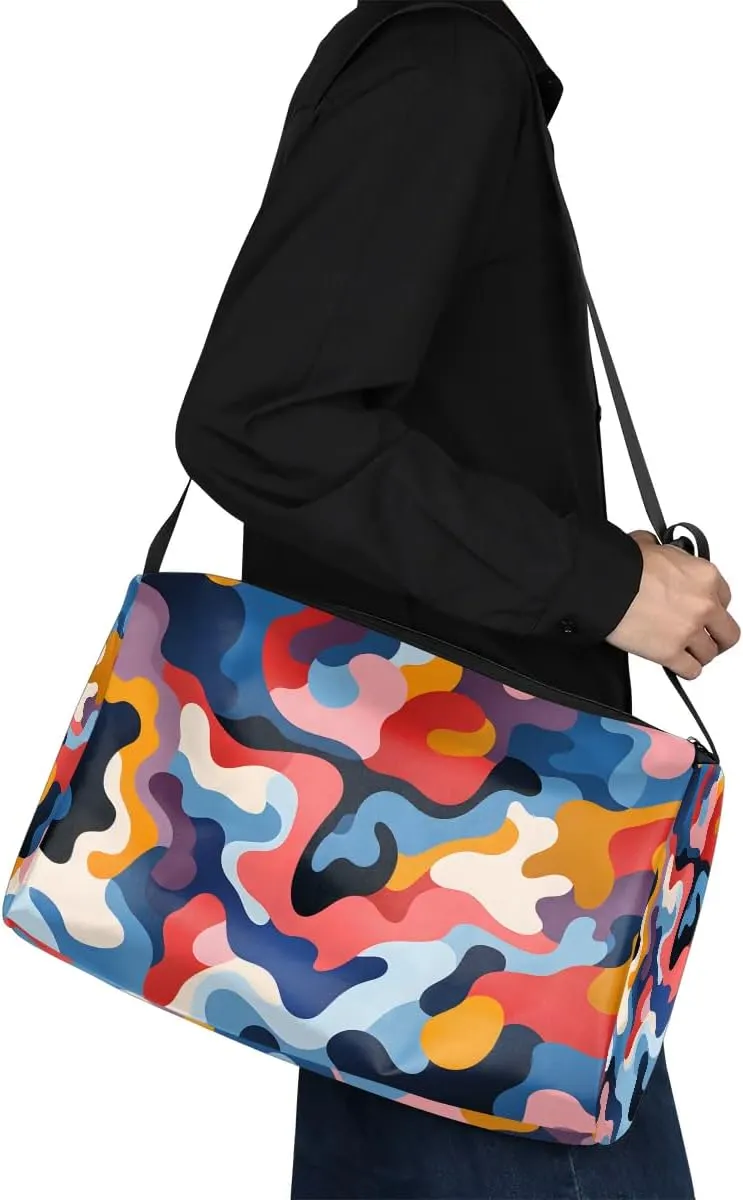 Gym Bags for Men 14.8 Inch Lightweight Carry On Bags for Airplanes Waterproof Duffle Bag for Travel, Art Colors Beauty Pattern