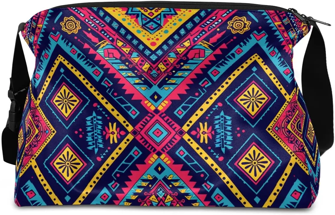Gym Bags for Men 14.8 Inch Lightweight Carry On Bags for Airplanes Waterproof Duffle Bag for Travel, Boho Retro Floral Print