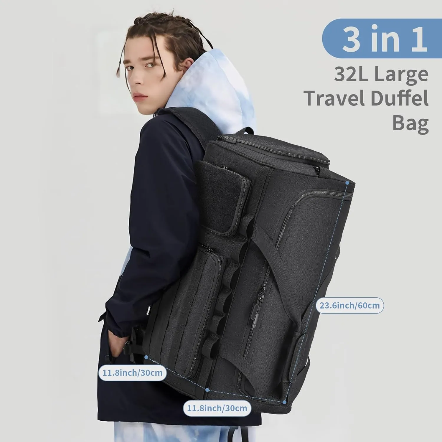 Gym Bags for Men 55L Tactical Duffle Bag Sports Travel Bag Gym Weekender Overnight Backpack with Shoe Compartment and Wet Pocket 3 In 1 Tactical Military Backpack