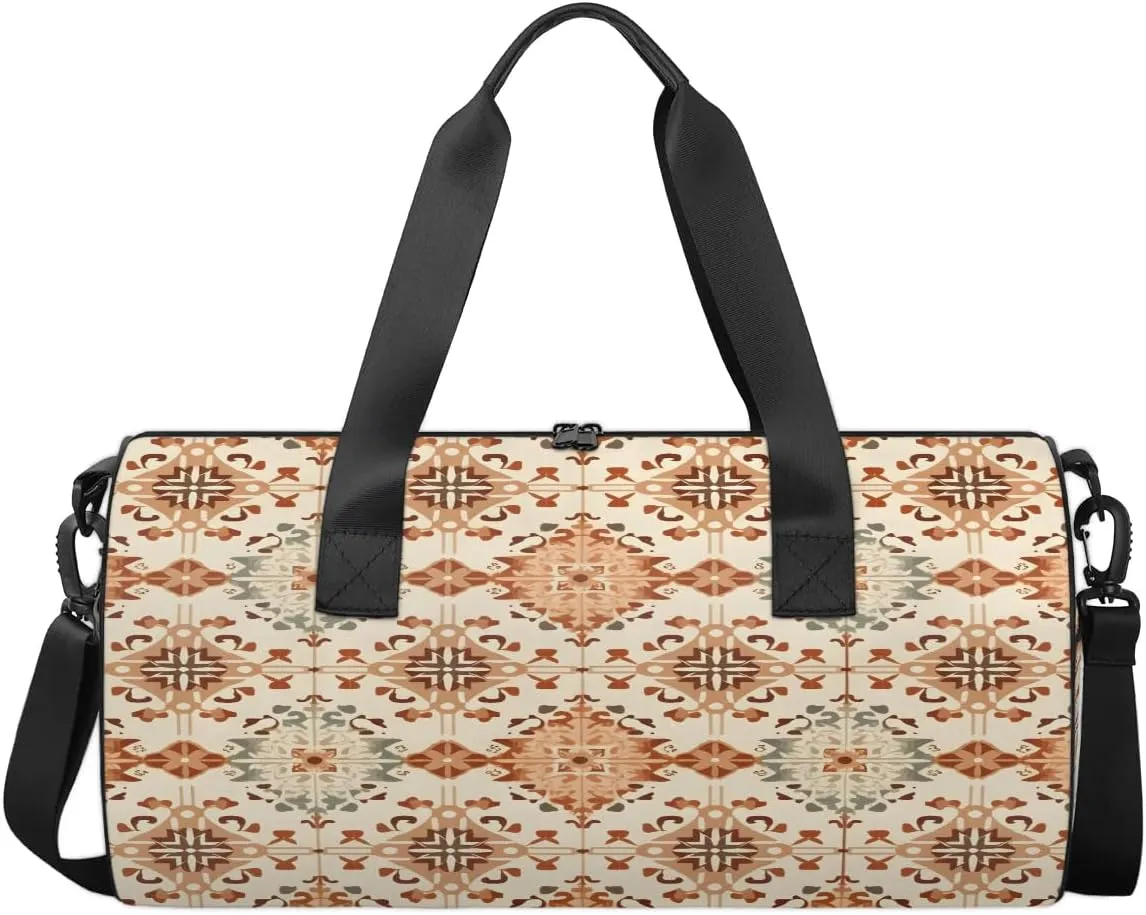 Gym Bags for Men Women Boho Themed Sports Duffel Bags Carry On Travel Duffle Bag with Detachable Adjustable Shoulder Strap Overnight Weekender Bag