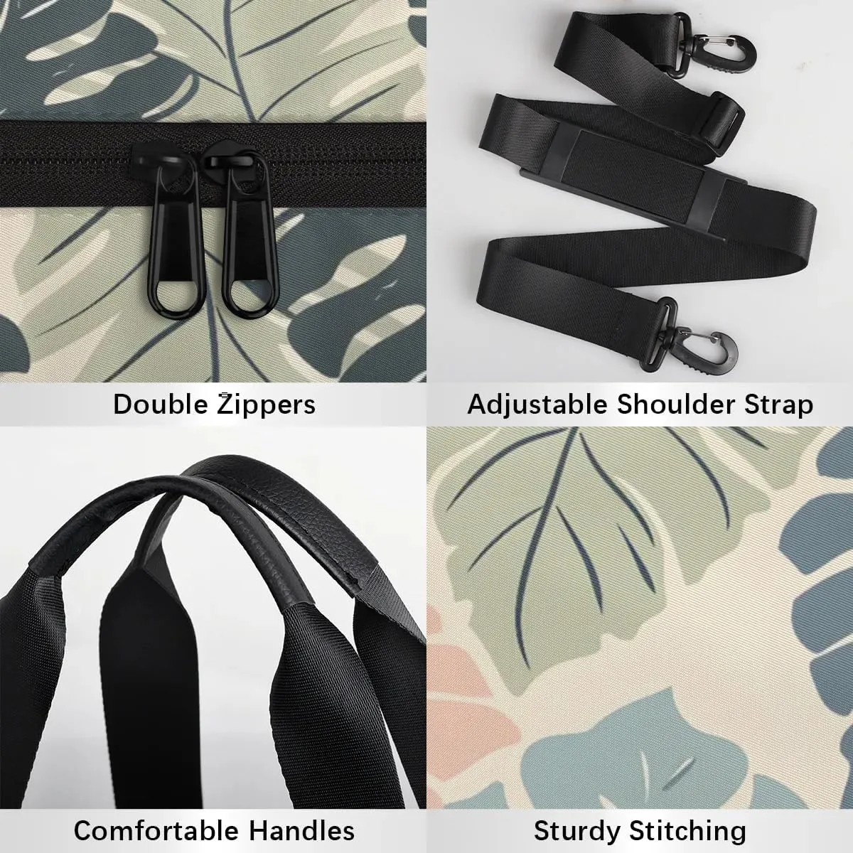Gym Bags for Men Women Cute Fern Leaves Sports Duffel Bags Carry On Travel Duffle Bag with Detachable Adjustable Shoulder Strap Overnight Weekender Bag