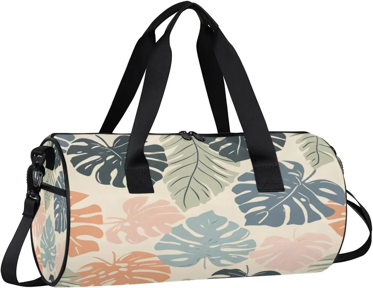 Gym Bags for Men Women Cute Fern Leaves Sports Duffel Bags Carry On Travel Duffle Bag with Detachable Adjustable Shoulder Strap Overnight Weekender Bag