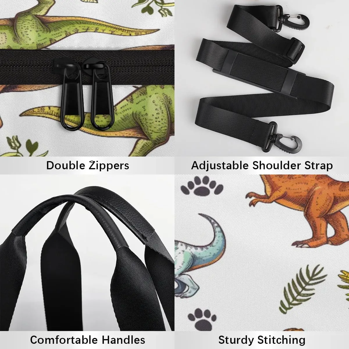 Gym Bags for Men Women Dinosaurs Theme Sports Duffel Bags Carry On Travel Duffle Bag with Detachable Adjustable Shoulder Strap Overnight Weekender Bag